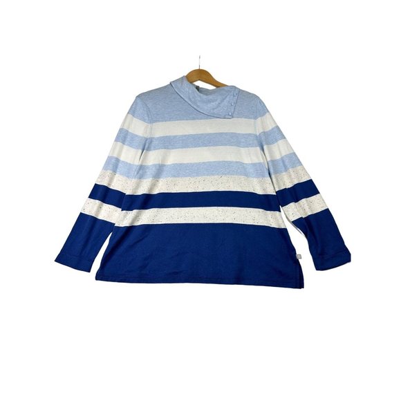 T by Talbots Striped Sweater sz XL P Blue/White - Picture 1 of 7